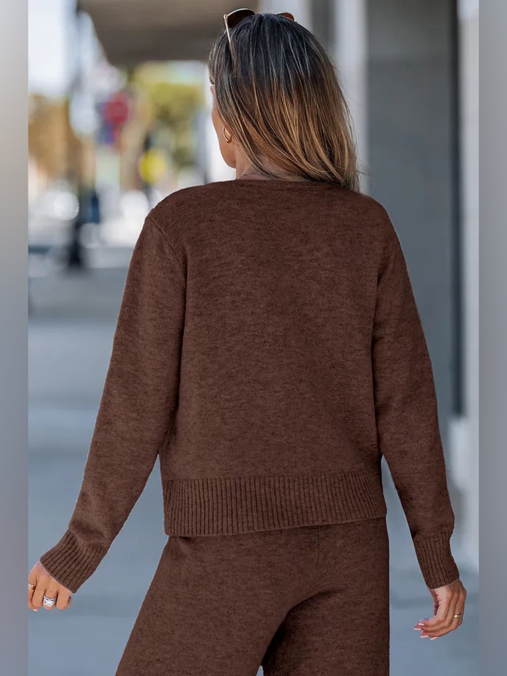 NWT Cupshe In The Know Wool Blend Faux Wrap Knit Sweater Size Large - Picture 4 of 9